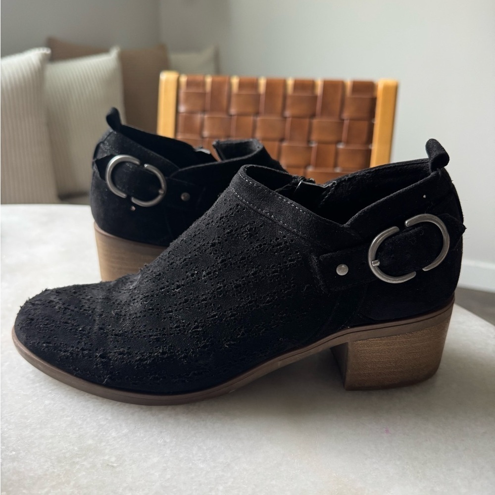 Sonoma Black Textured Ankle Booties with Silver Buckle